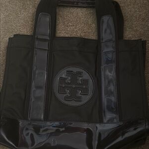 Tory Burch Black Briefcase with Logo Medallion